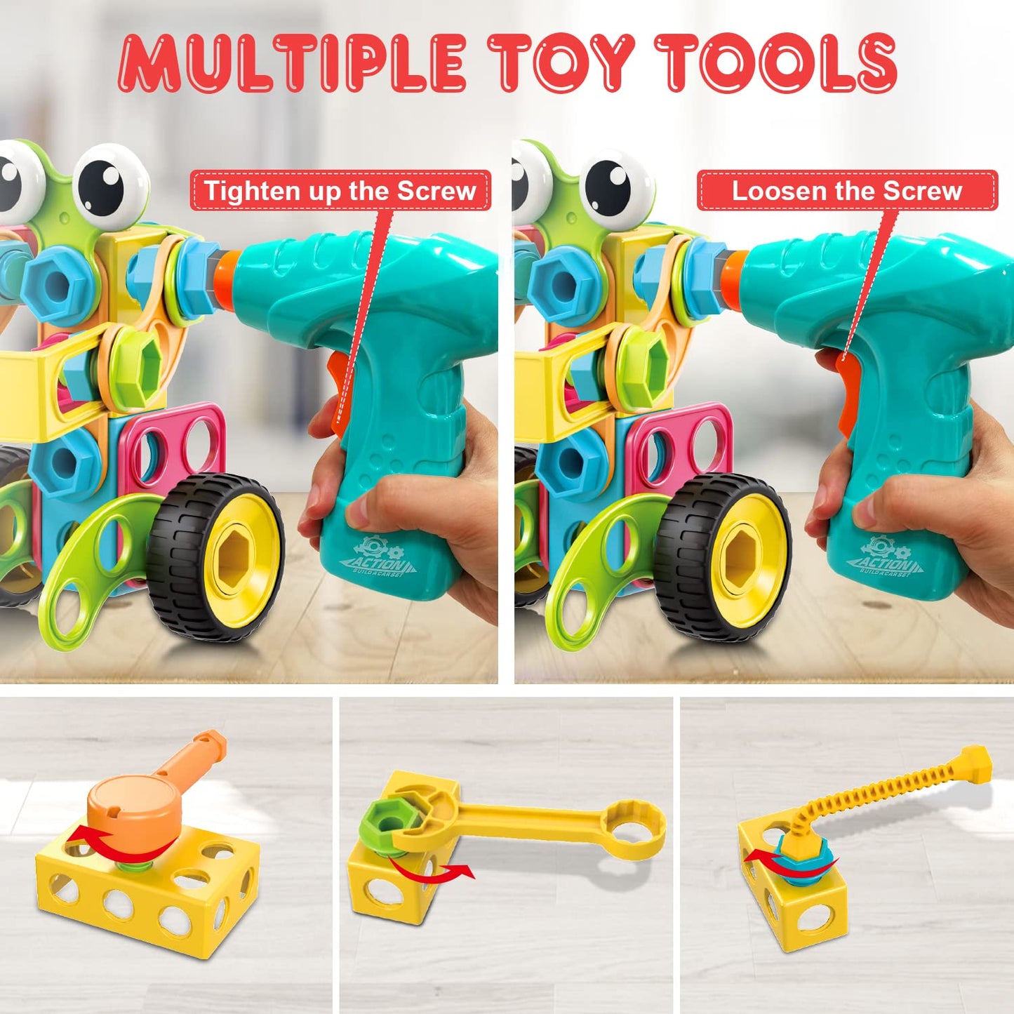 NXONE 195 PCS Educational STEM Toys for Boys and Girls Ages 3 4 5 6 7 8 9 10 Construction Building Blocks Toy Building Sets Kids Toys Creative