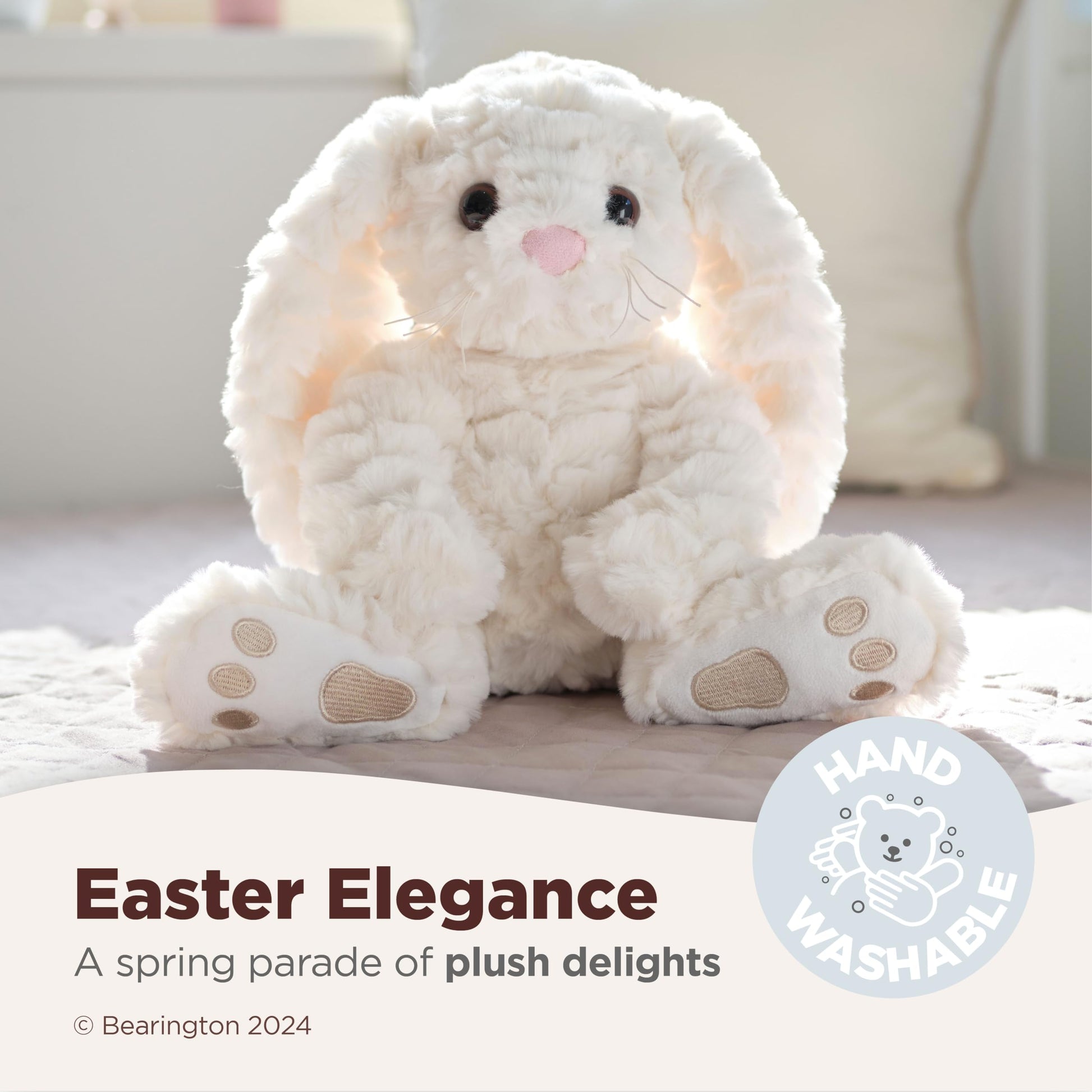 Bearington Creamy The Easter Bunny Stuffed Animal - 10" Soft Plush Rabbit Toy with Fluffy Fur - Adorable Toy Bunny with Cuddly Design - Cute Easter