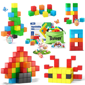 48PCS Magnetic Blocks for Toddlers Outdoor Toys, Large Magnetic Cube Toy for Sensory Montessori Education Preschool Magnet Toys for 3 4 5 6 Year Old