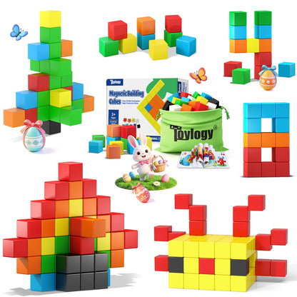 48PCS Magnetic Blocks for Toddlers Outdoor Toys, Large Magnetic Cube Toy for Sensory Montessori Education Preschool Magnet Toys for 3 4 5 6 Year Old