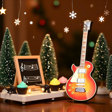 Miniature Guitar 1:12 Dollhouse Scale, Realistic Instrument Model, Multifunction Decorative Ornament for Home, Festival, Holiday, Party