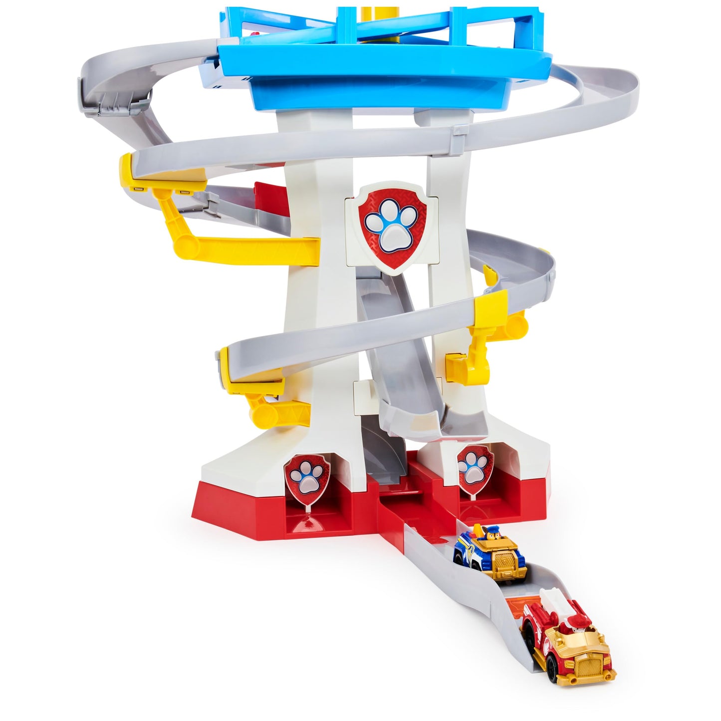 Paw Patrol Adventure Bay Lookout Tower Playset With 2 Die-Cast 1:55 Vehicles (Chase and Marshall): Twin Track Rescue Way 25 Pc Set With Launching