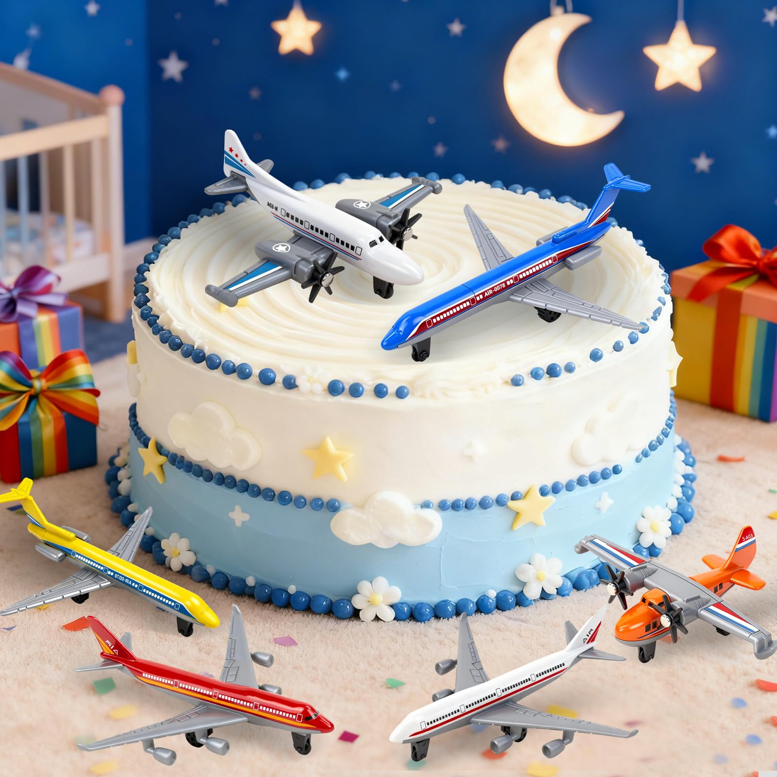 QUANA Airplane Toys, 6 Pack Metal Plane Pull Back Toy Airplanes for Kids 3-5 6 7 Years Old, Die Cast Aircraft Models Kids Play Vehicles Goodie Bag