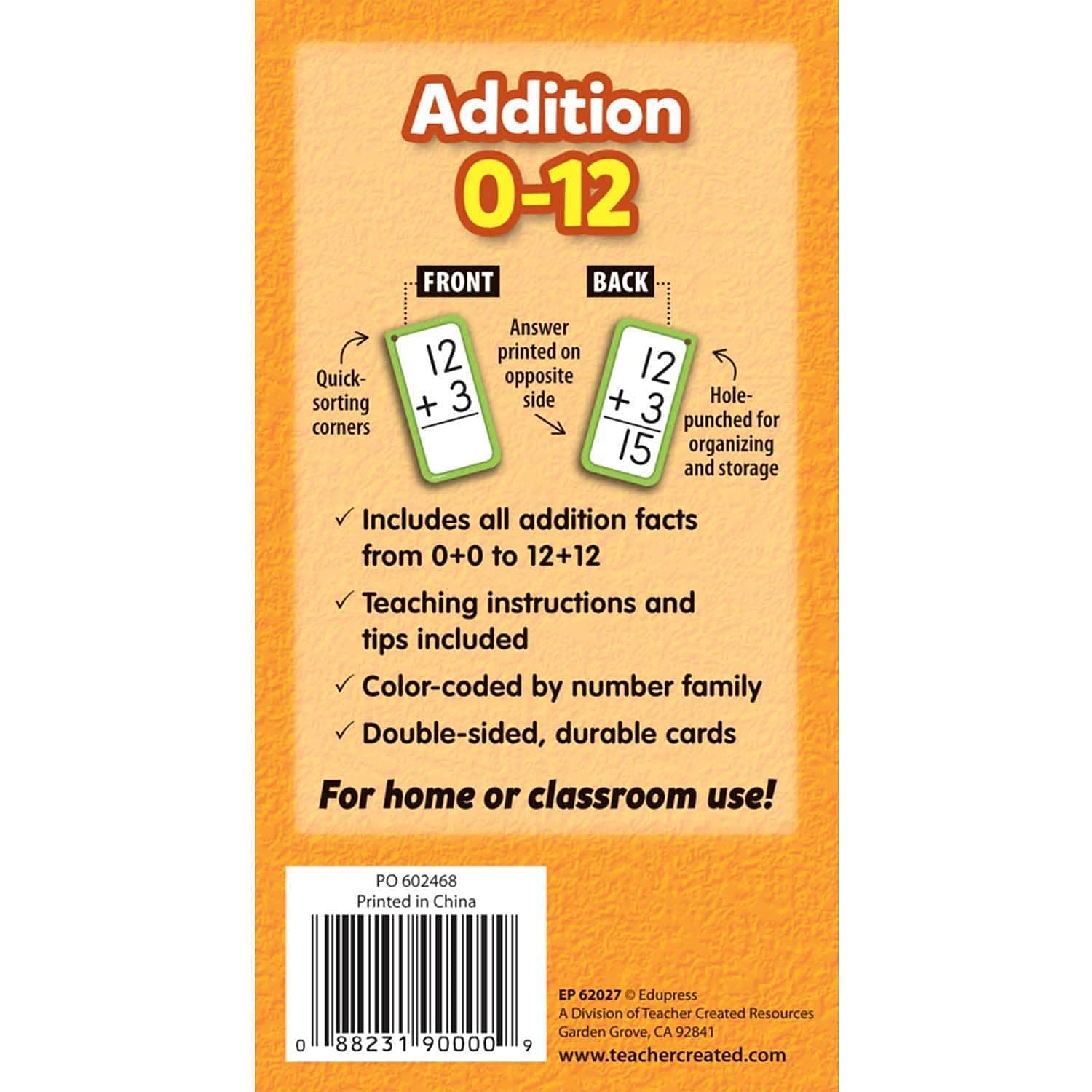 Teacher Created Resources Addition Flash Cards - All Facts 0-12 (TCR62027)