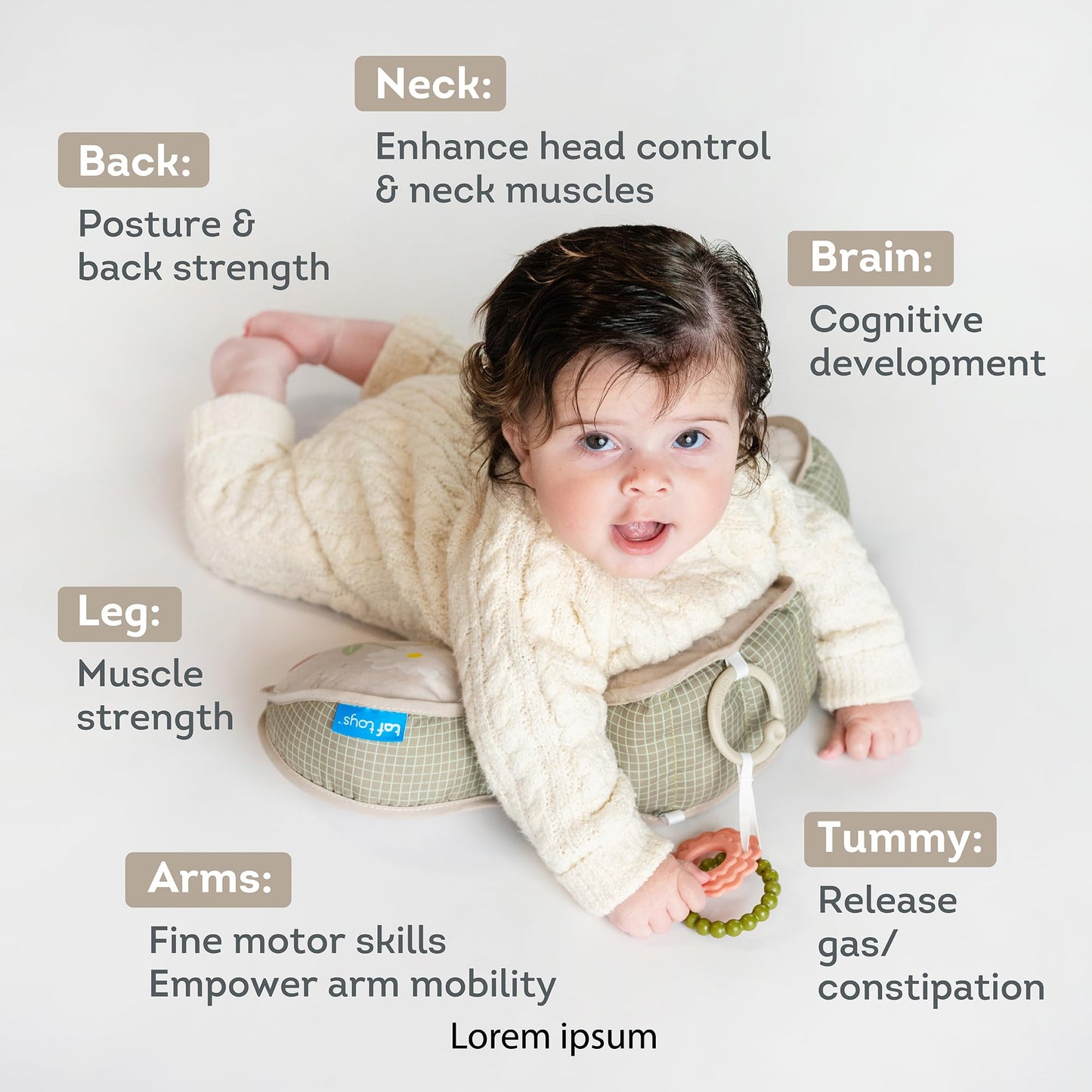 Taf Toys Tummy Time Ergonomic Support Toy & Teether for Infant Newborn Supportive Baby & Neck Strengthening Develops Muscles for Crawling Montessori