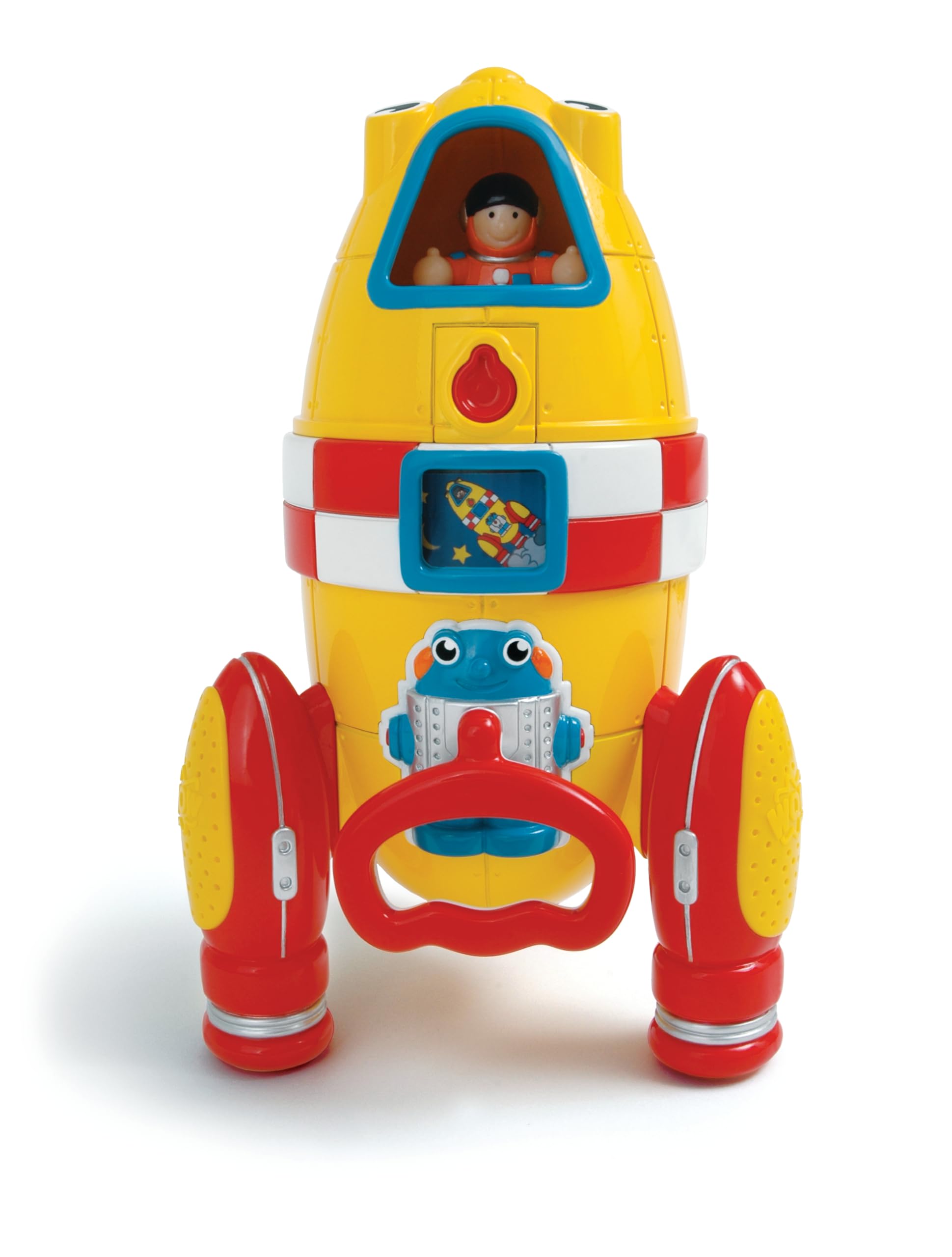 WOW Toys Ronnie the Rocket - Friction Powered Space Rocket with Astronaut & Countdown Sounds | No Batteries, Durable Toddler Toy for Ages 1-5