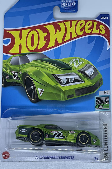 Hot Wheels '76 Greenwood Corvette - Green - Die-cast Car - 1:5 Scale - 7 x 4 x 2 Inches - Ages 3+