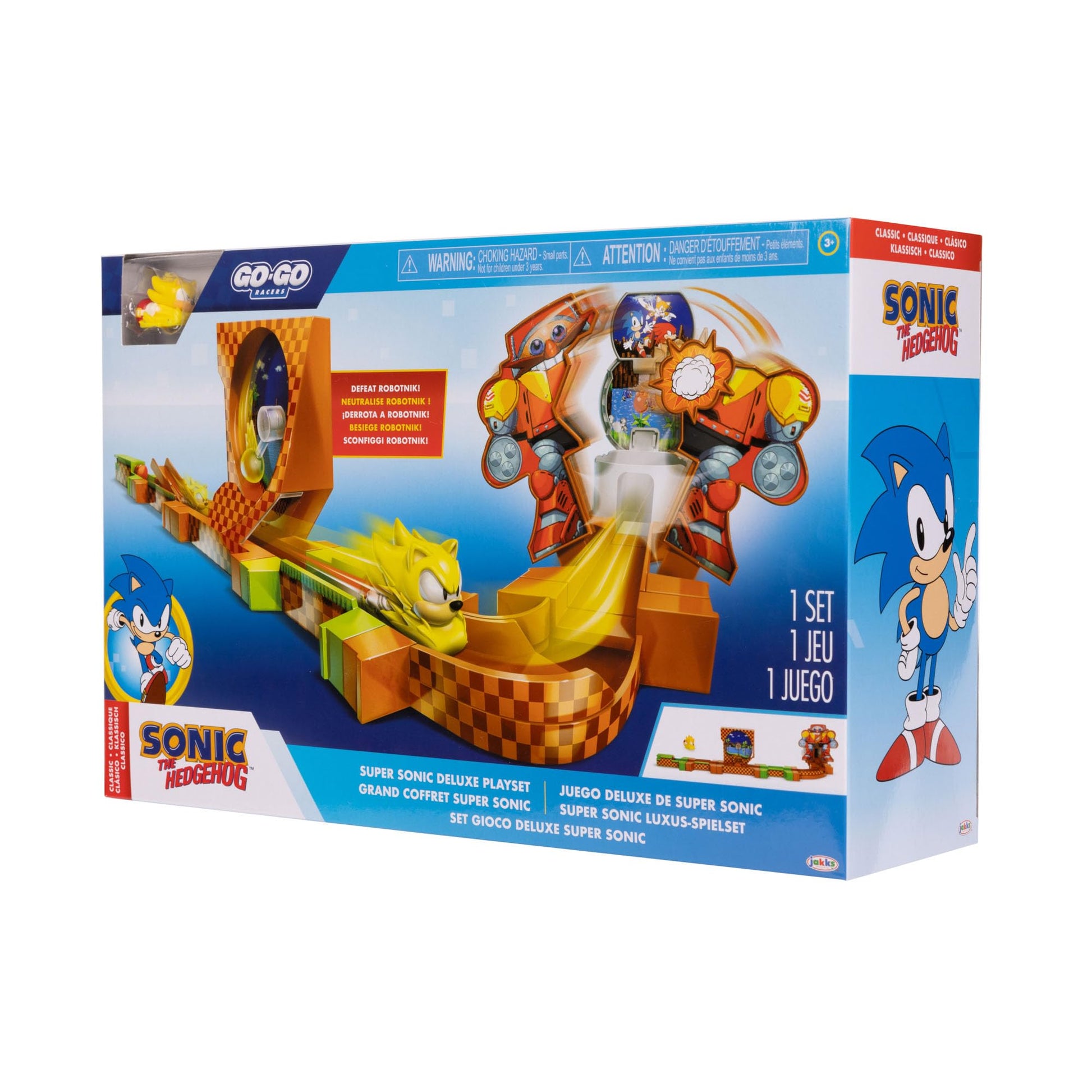 Sonic The Hedgehog Go Go Racers Deluxe Playset with Diecast Super Sonic Figure, Combine with The Sonic Adventure Playset
