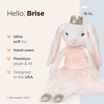 Bearington Collection Ballerina Stuffed Animal - Ballet Doll - Dance Recital Gifts for Girls - Bunny Brise - 16"