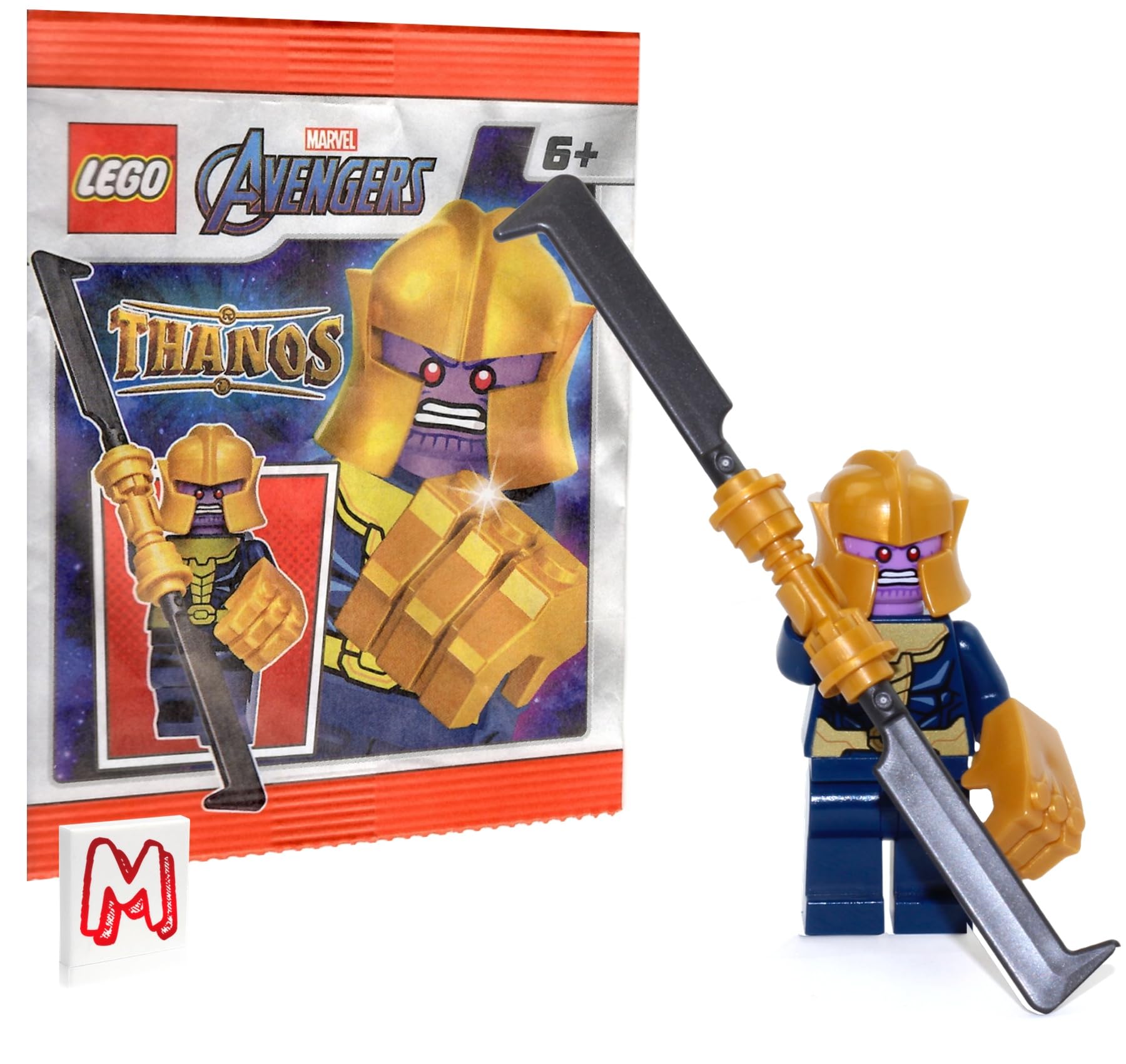 LEGO Marvel Super Heroes Avengers Infinity War Minifigure - Thanos in Gold Outfit with Sword and Gold Infinity Gauntlet Glove