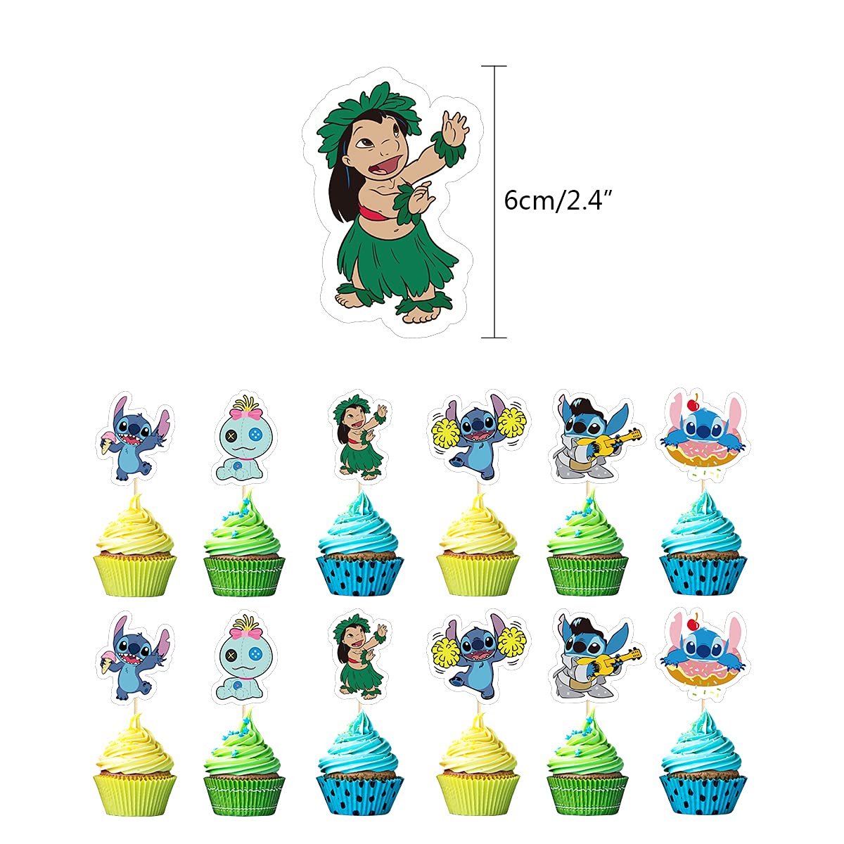 24PCS Cake Toppers Cupcake Toppers Cake Decorations Birthday Party Supplies Decorations