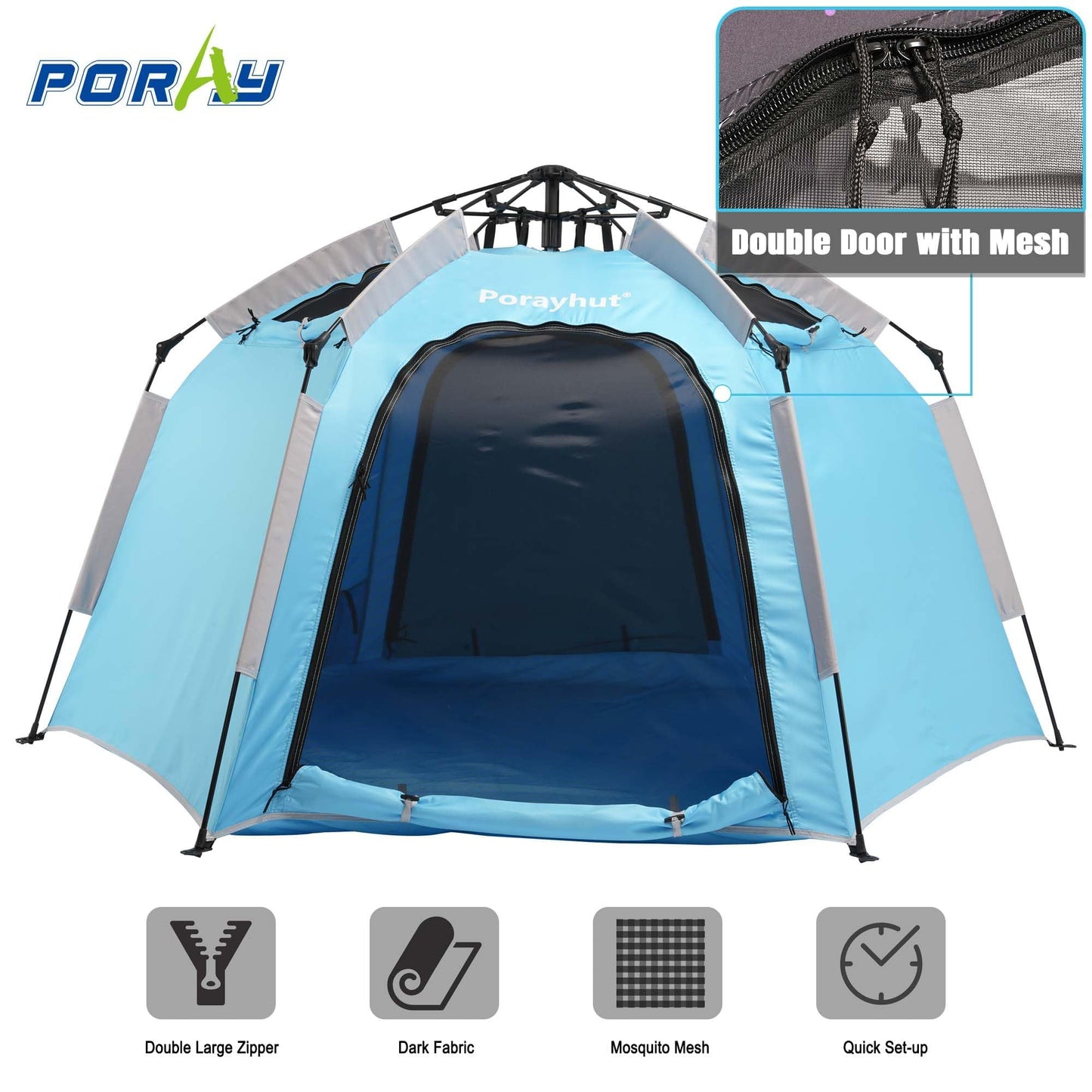 Portable Hexagon Kids Play Tent with LED Strip Lights Indoor Children Play House Easy Set-up Space Tent Dream Tent for Night.4-5 Person Birthday Gifts