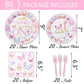 120 Pcs Butterfly 1st Birthday Party Supplies Girl Pink Our Little Butterfly is Turning One Party Decoration Includes Paper Plates Napkins Cups Straws