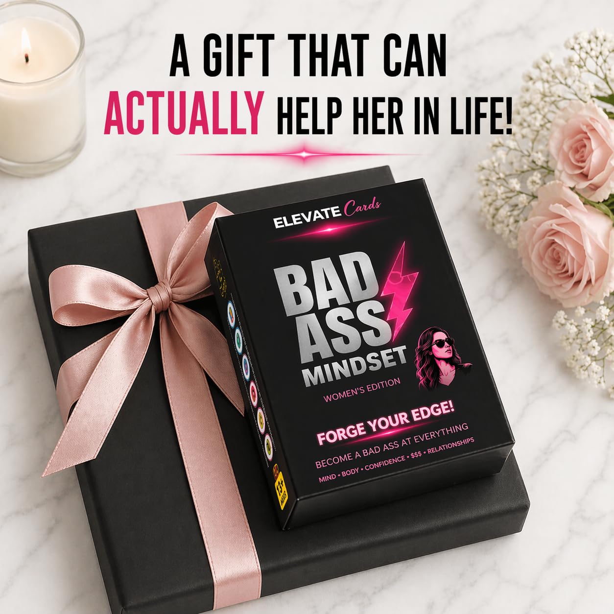 Bad Ass Mindset: Women’s Edition - 53 Card Deck for Confidence, Discipline & Personal Growth | Daily Motivation, Empowerment & Self-Improvement Cards