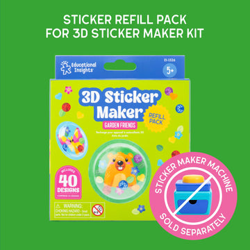 Educational Insights 3D Sticker Maker Refill Pack: Garden Friends - Supplies for Custom Sticker Maker for Kids, DIY Stickers for Kids, Puffy Stickers