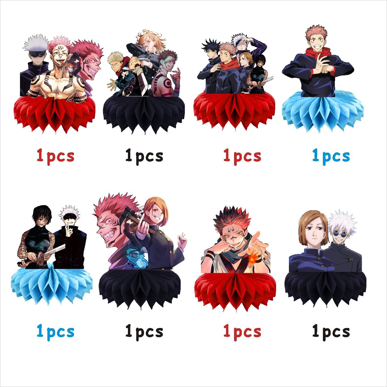8Pcs Cartoon For Jujutsu Manga Kaisen Honeycomb Table Centerpiece,Birthday Party Supplies Table Decorations for Party Decorations.