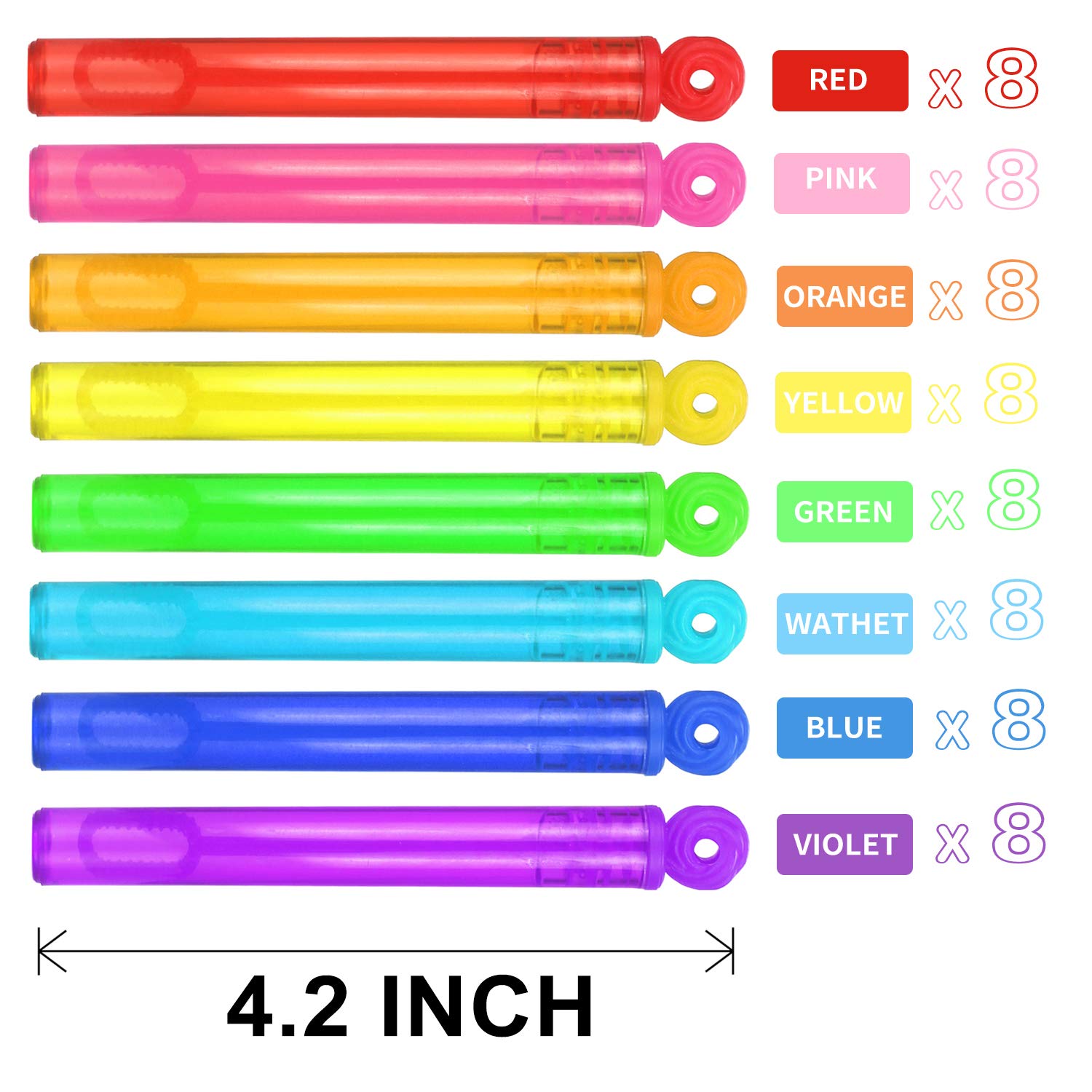 64 Pack Mini Bubble Wands Party Favors, Neon Bulk Birthday Treats for Kids