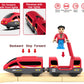 Remote Control Train for Wooden Track - Battery Operated Locomotive with Opening Door, Action Figure, Lights & Sounds, Powerful Engine Compatible