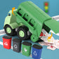 Liberty Imports Big Plastic Garbage Truck Toy, Waste Management Recycling Green Dump Vehicle with 4 Trash Cans and Recycle Sorting Cards for Little