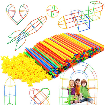 RAINBOW TOYFROG Straw Constructor Toys Stem Building Toys - 300 Pcs Connectors Toy Building Sets Kids Toys for Boys & Girls - Straw Building Set