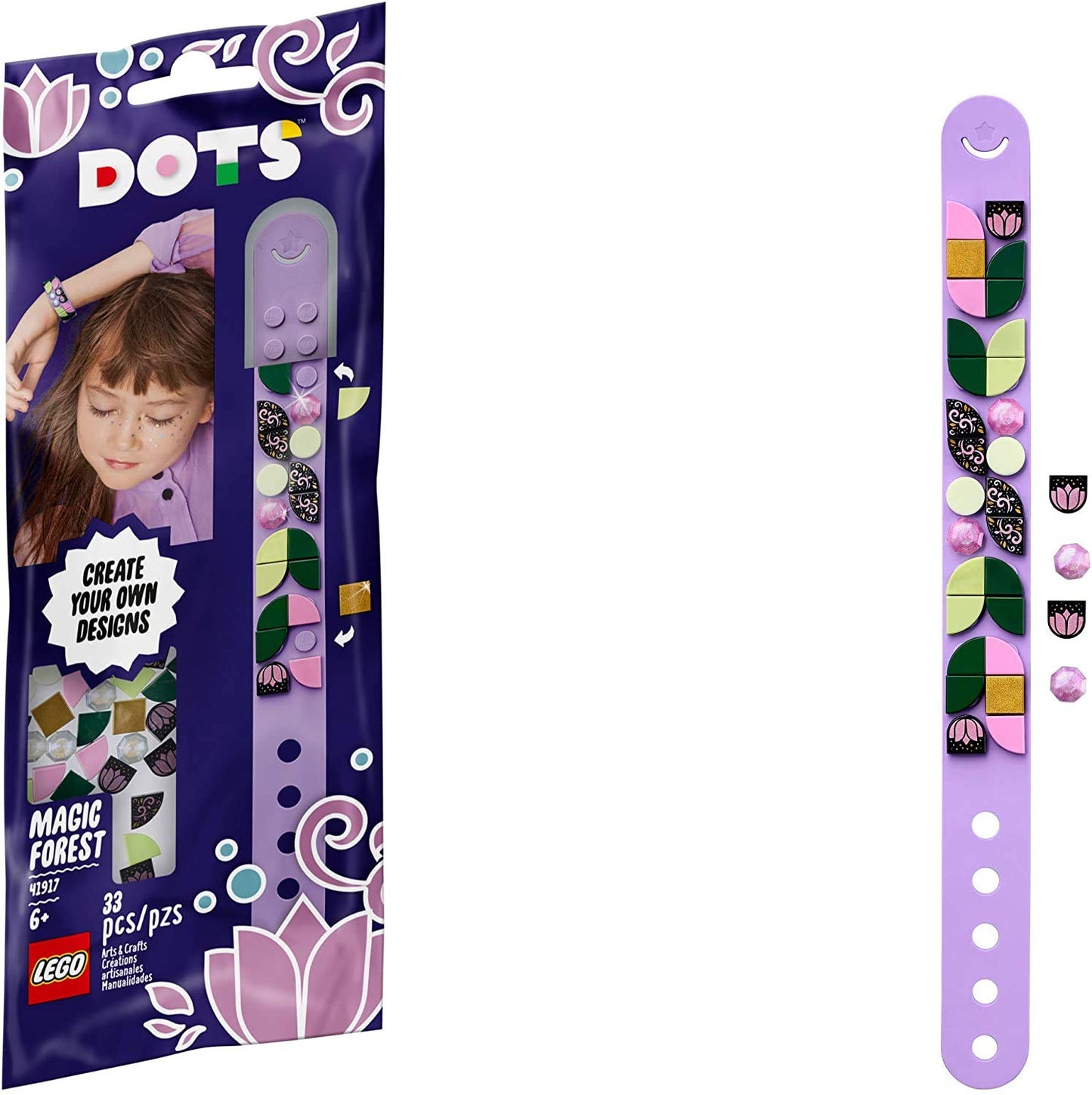 LEGO DOTS Magic Forest Bracelet 41917 DIY Craft Kit for Kids, Makes a Great Birthday Gift for Kids who Love Creative Toys and Homemade Craft Sets (33
