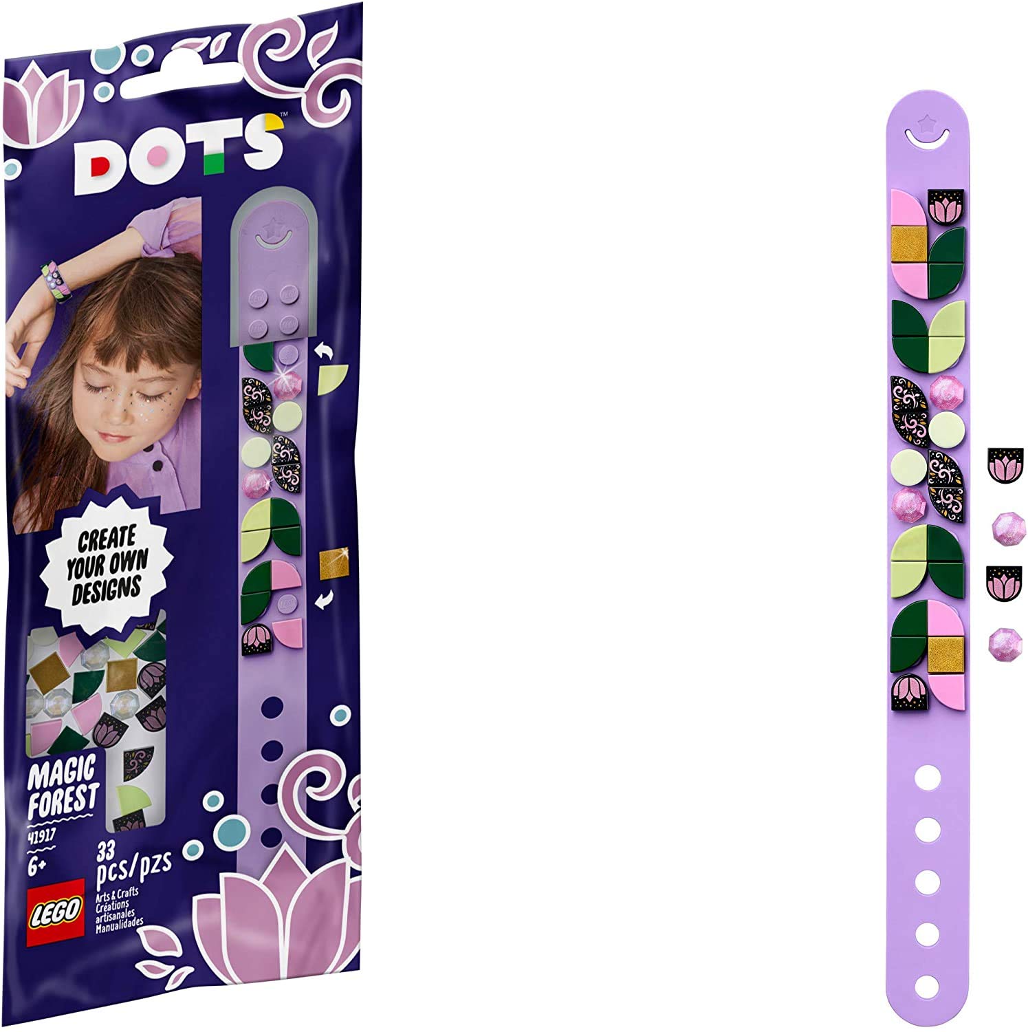 LEGO DOTS Magic Forest Bracelet 41917 DIY Craft Kit for Kids, Makes a Great Birthday Gift for Kids who Love Creative Toys and Homemade Craft Sets (33