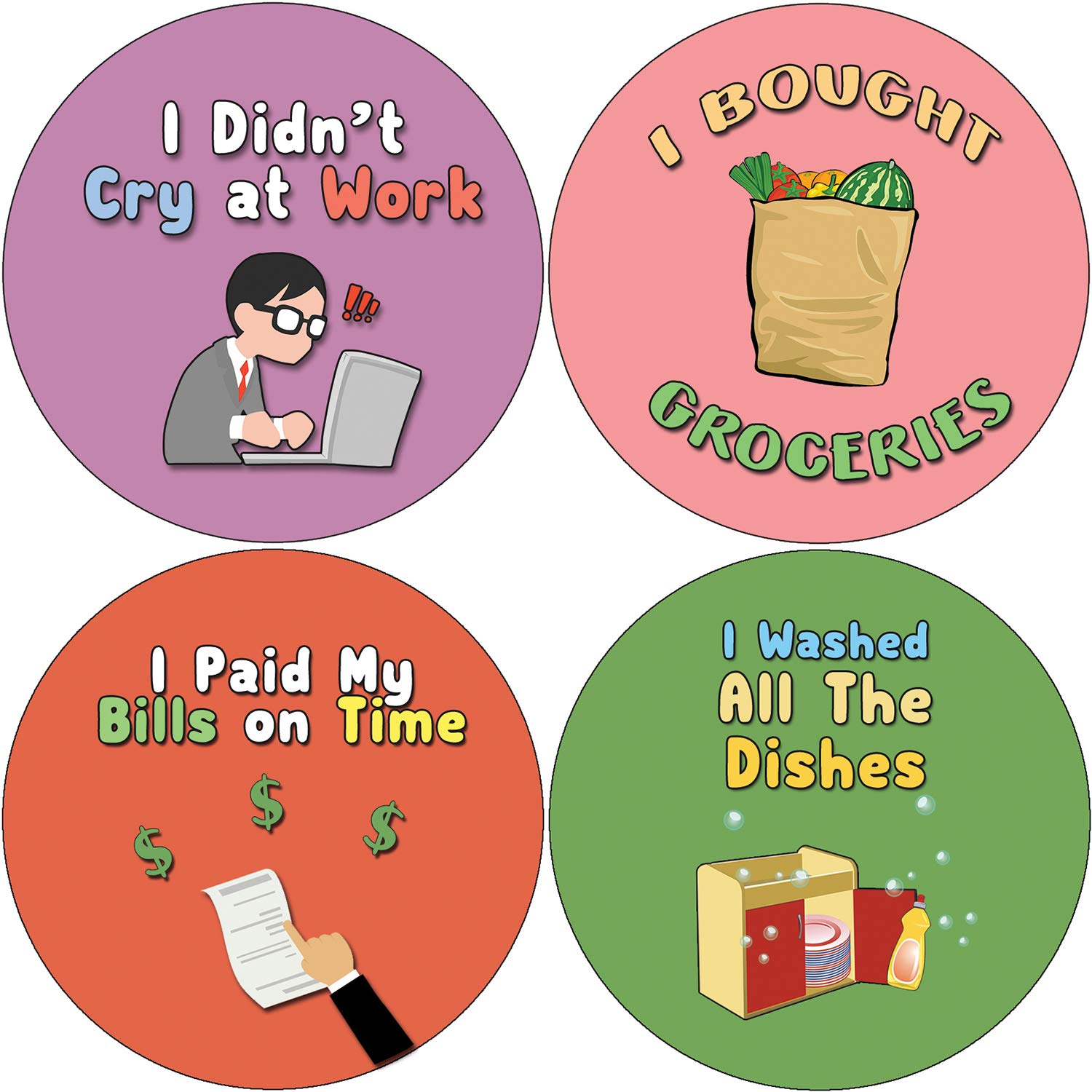 Creanoso Cute Adulting Stickers (10-Sheet) - Assorted Designs for Children - Classroom Reward Incentives for Students - Stocking Stuffers Party Favors