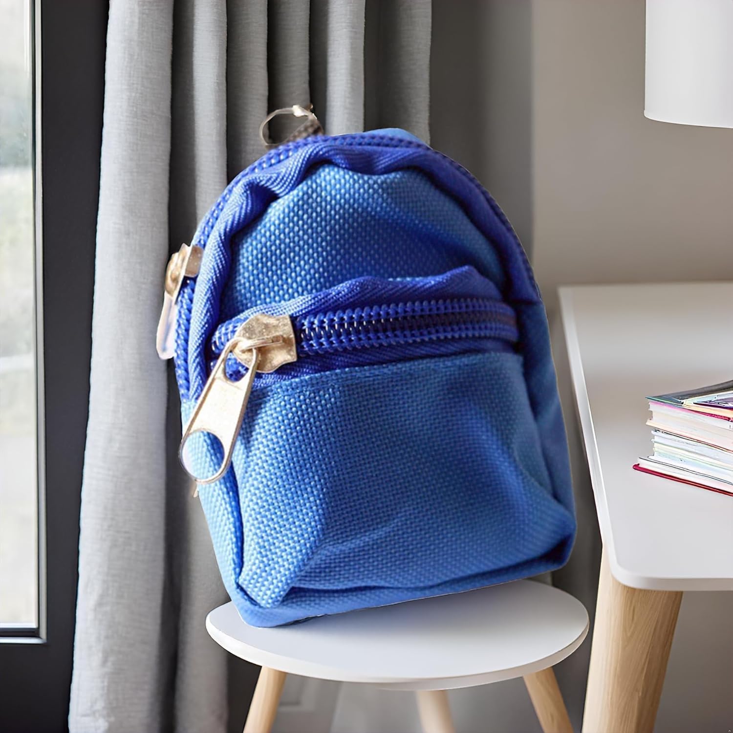 2Pcs Blue Mini Doll Backpack School Bag Model Dollhouse School Accessory for 1/6 Scale Dollhouse Décor,Simulation Mini Bag Model, Accessories