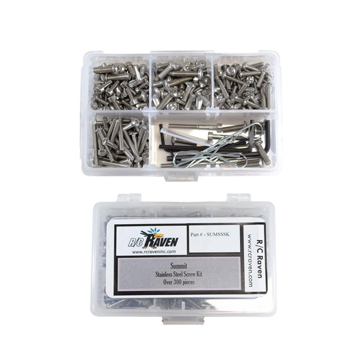 RC Raven RC Screw Kit for Summit with Over 300 Pieces Stainless Steel RC Car Tool Kit Including Head Screws, nyloc Nuts, Plain Nuts, washers and Set