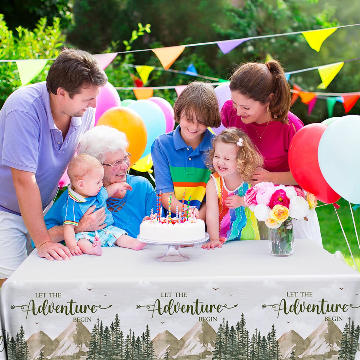 Gupesxu Adventure World Awaits Tablecloth - Travel Themed Table Decorations Disposable Exploration Travel Plastic Tablecloth for Baby Shower Birthday