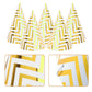 Boieo 10 Pack Gold Party Hats for Adults and Kids, Birthday Party Hats Bulk with Adjustable Elastic String, DIY Paper Cones 7.9 Inch, Metallic Foil