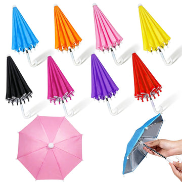 Hiawbon 1:6 Scale 8 Pcs Miniature Umbrellas Adjustable Mini Colorful Sunny Rainy Umbrella for 18 Inch People Decoration