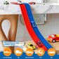 Flexible Race Car Track 6.5 Ft Starter Set with Suction Cups Diecast 1/64th Car for Ages 3 & Up Track Long Rolls Up Portable (6.5Ft Blue&Red)