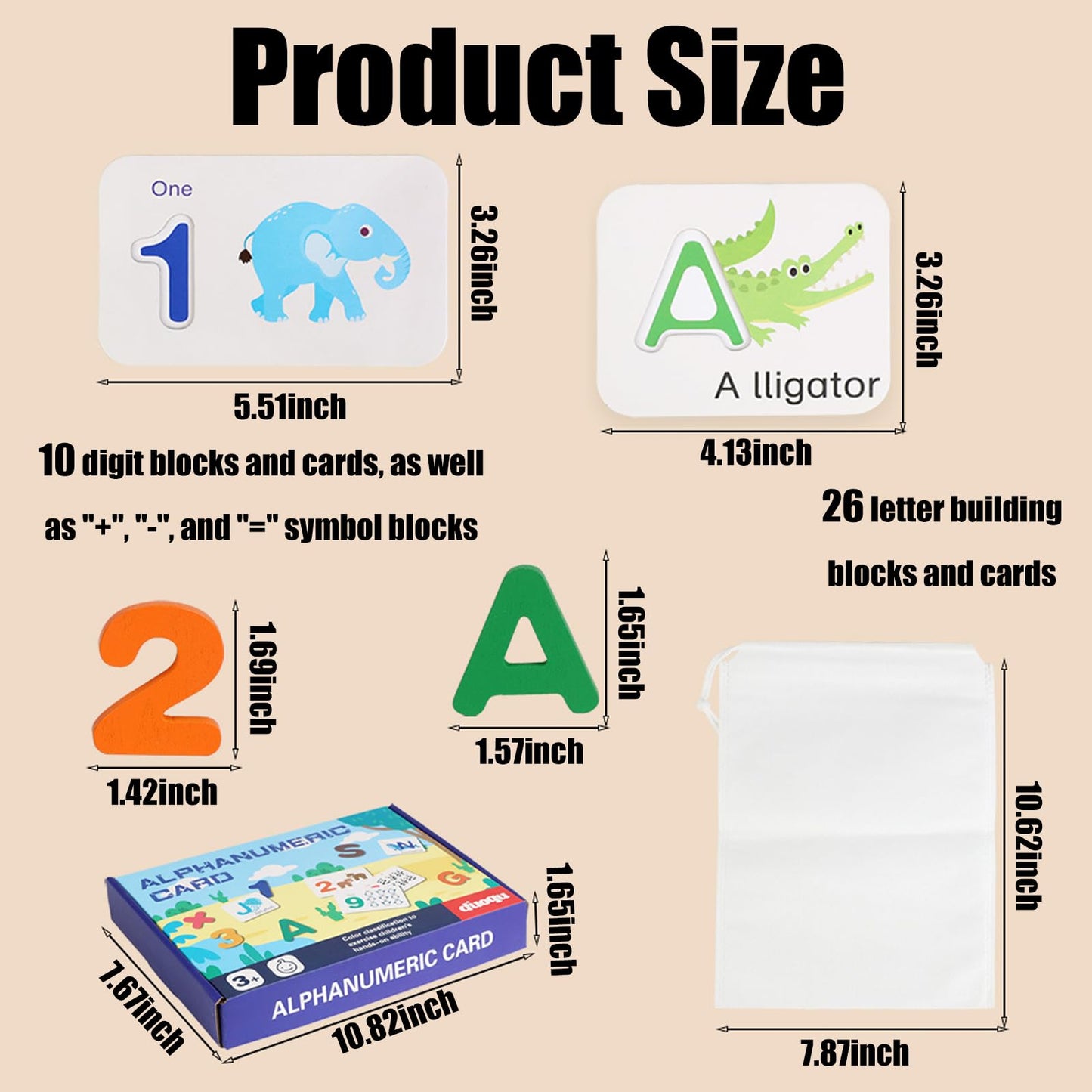 Alphabet Puzzle Toy, Numbers and Alphabets Flash Cards Set for 4 Year Old