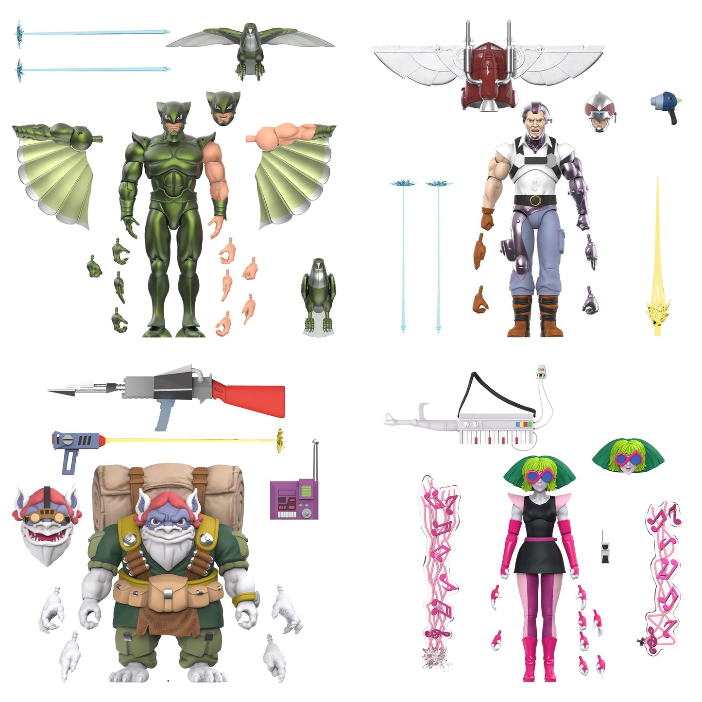 Super7 ULTIMATES! SilverHawks Melodia (Toon) - 7" SilverHawks Action Figure with Accessories - Classic Cartoon Collectibles and Retro Toys