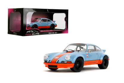 Jada Pink Slips 1973 Porsche 911 RSR - 1:18 Scale Diecast Model with Gulf Livery, Opening Doors and Working Steering - for Collectors and Enthusiasts