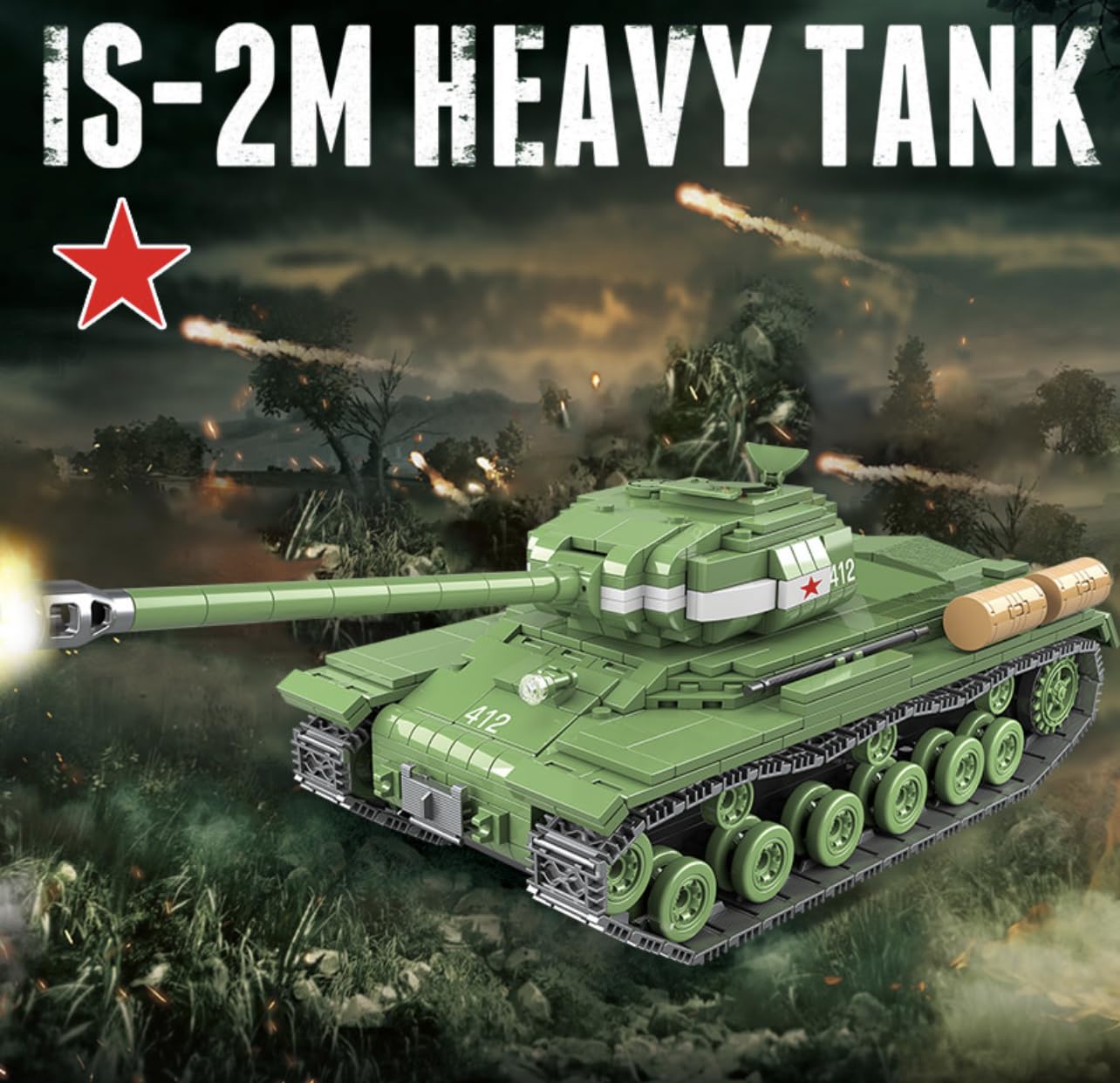 General Jim's Military Themed WW2 Building Blocks Tank Sets for World War 2 Brick Building Enthusiats (Soviet IS-2M Tank)
