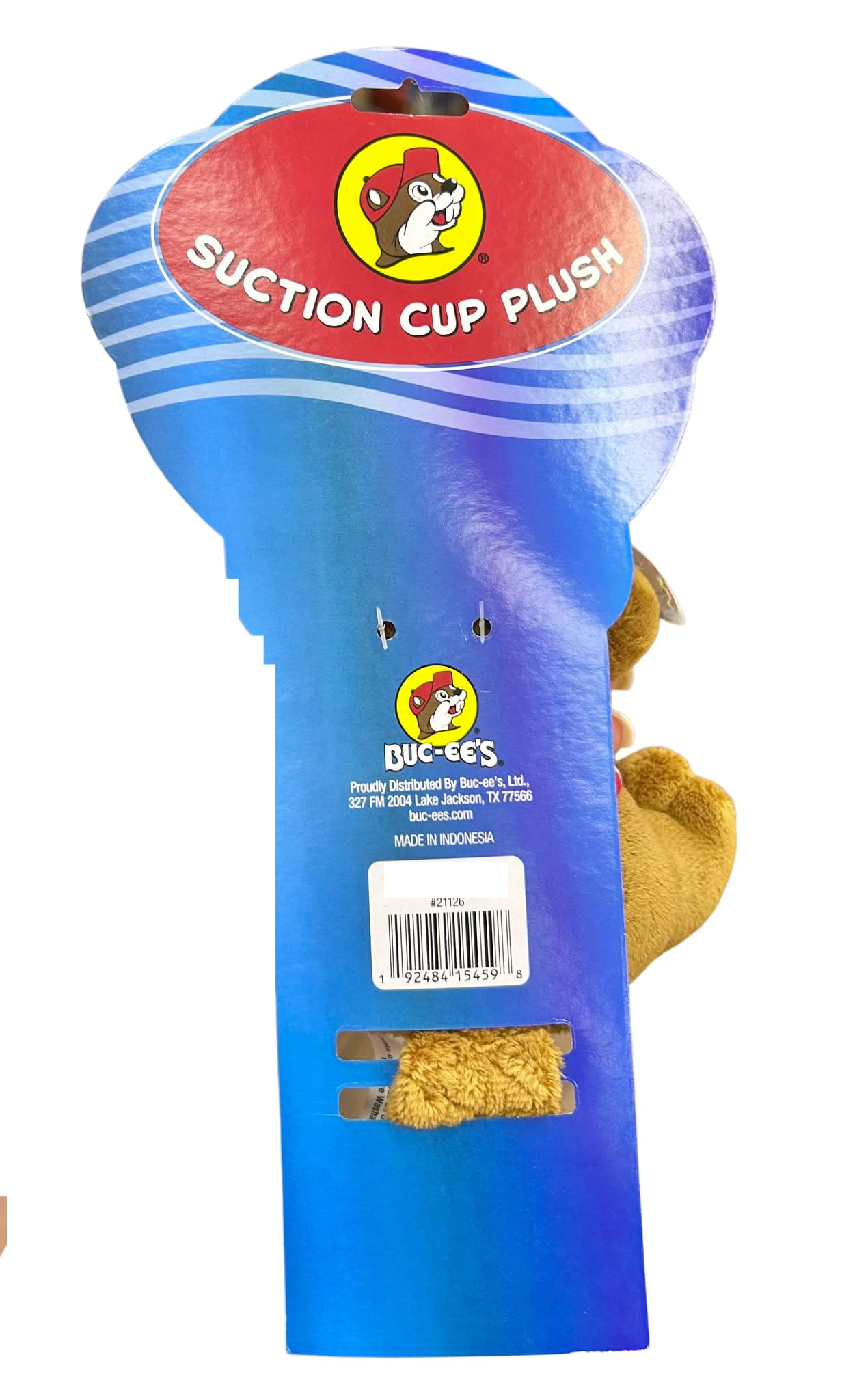 Buc-ee's Suction Cup Plush Beaver Mascot with Red Cap and Shirt, Window Decoration