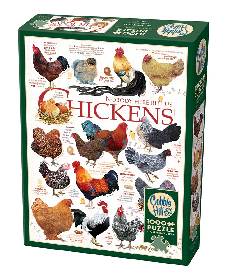 Cobble Hill 1000 Piece Puzzle - Chicken Quotes - Sample Poster Included