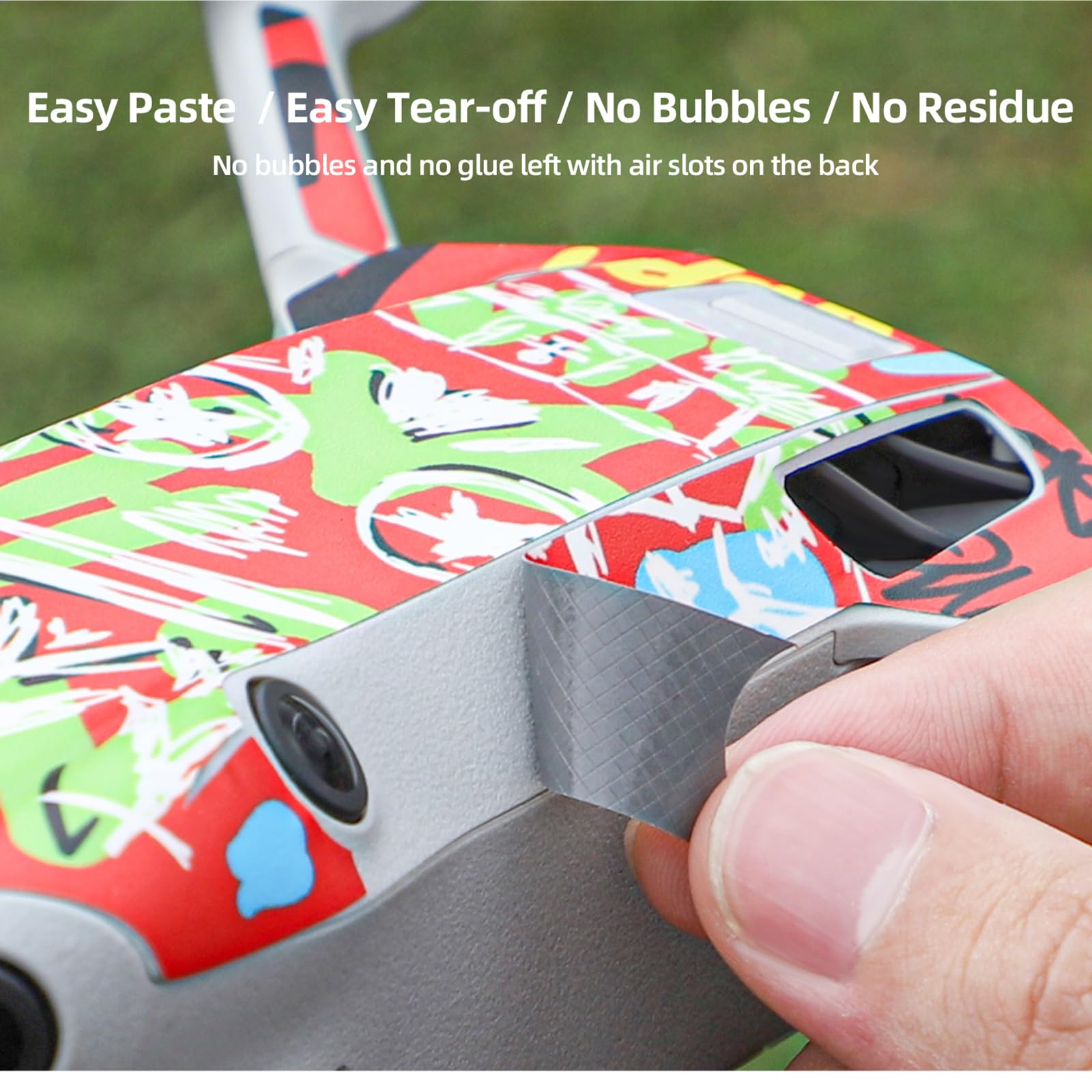 CAPART Removable sticker Skin for DJI Mini 4 Pro and DJI RC 2 Controller, Decorative Stickers Bubble Free (Black&Green)