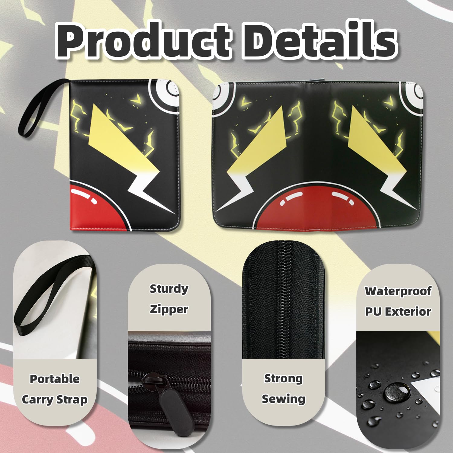 Card Binder, 4 Pocket Trading Card Holder with 50 Removable Sleeves