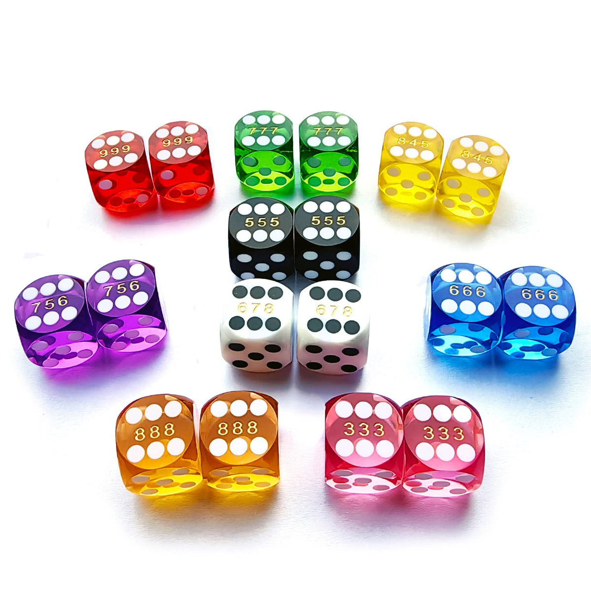 Bescon Professional Precision Dice Round Corner 9/16" (14.3mm) with Random Serial Number, Precision Cut Dice 14.3MM Gem Green, 2pcs Set