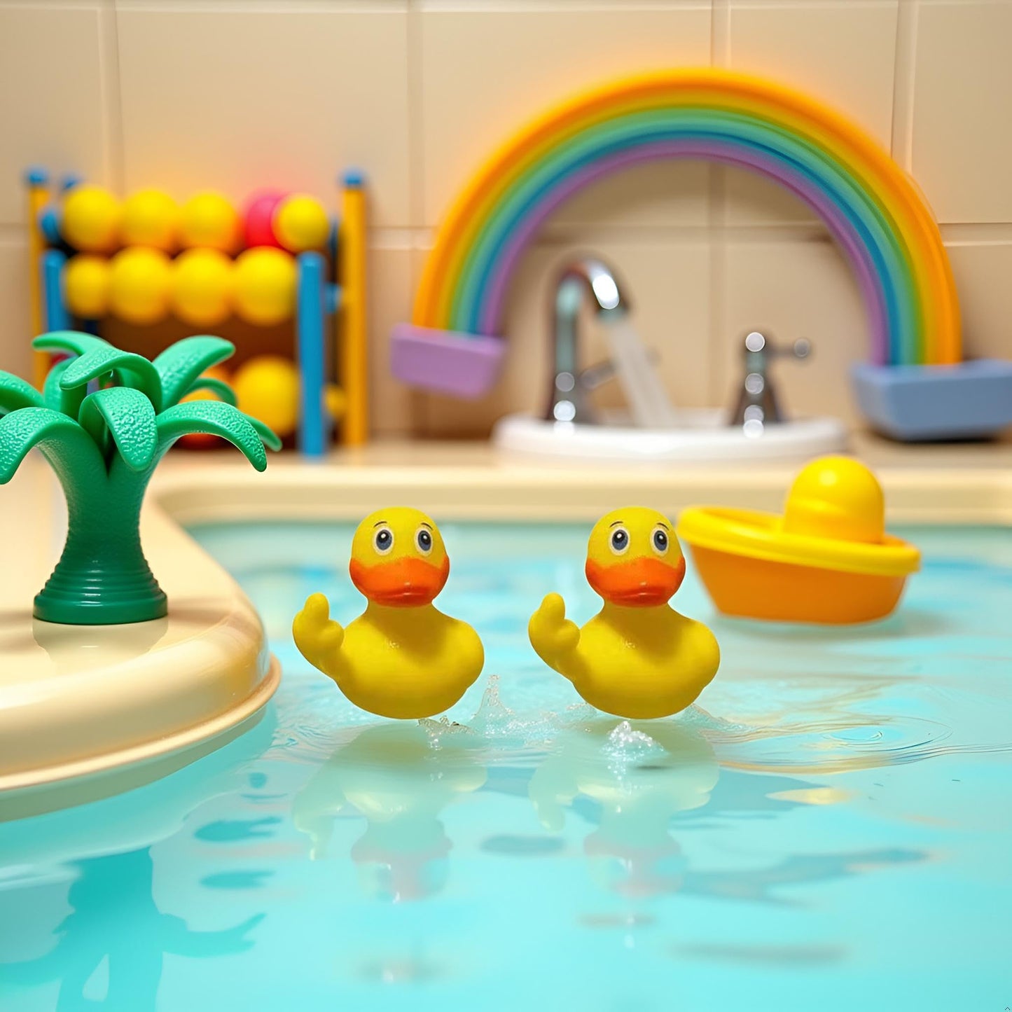 2Pcs Yellow Rubber Ducks Decor, 2.28" Finger Rubber Duck, Cute Small Funny Toys Car Accessories for Bathroom Car Dashboard Decorations?Bath Ornamental
