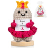 Gosodeny Breast Cancer Awareness Pink Ribbon Knitted Dolls Set Breast Cancer Gift for Women Cancer Warrior Fighter Charity Party Favors Emotional