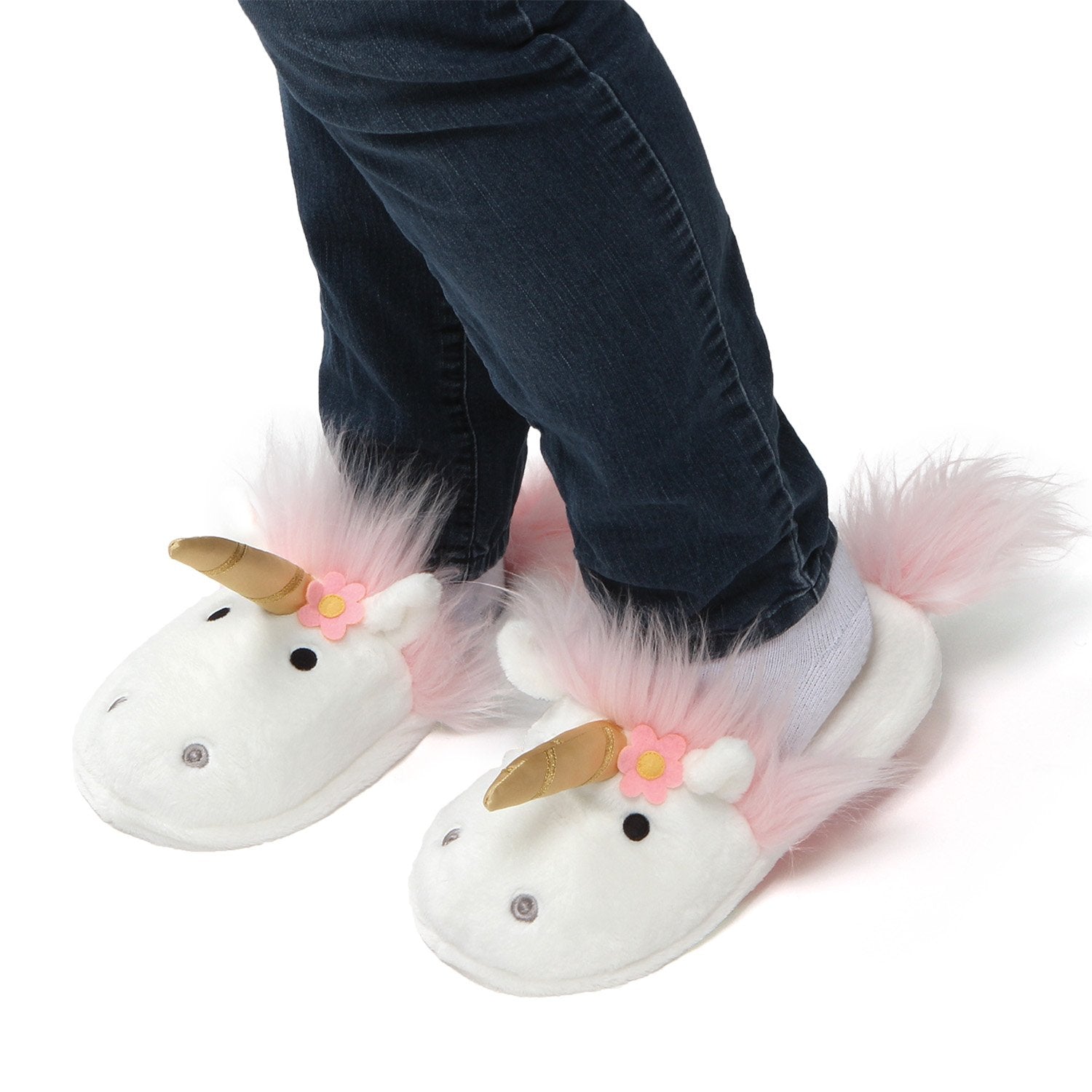 GUND Unicorn Slippers Plush One Size Slippers, White
