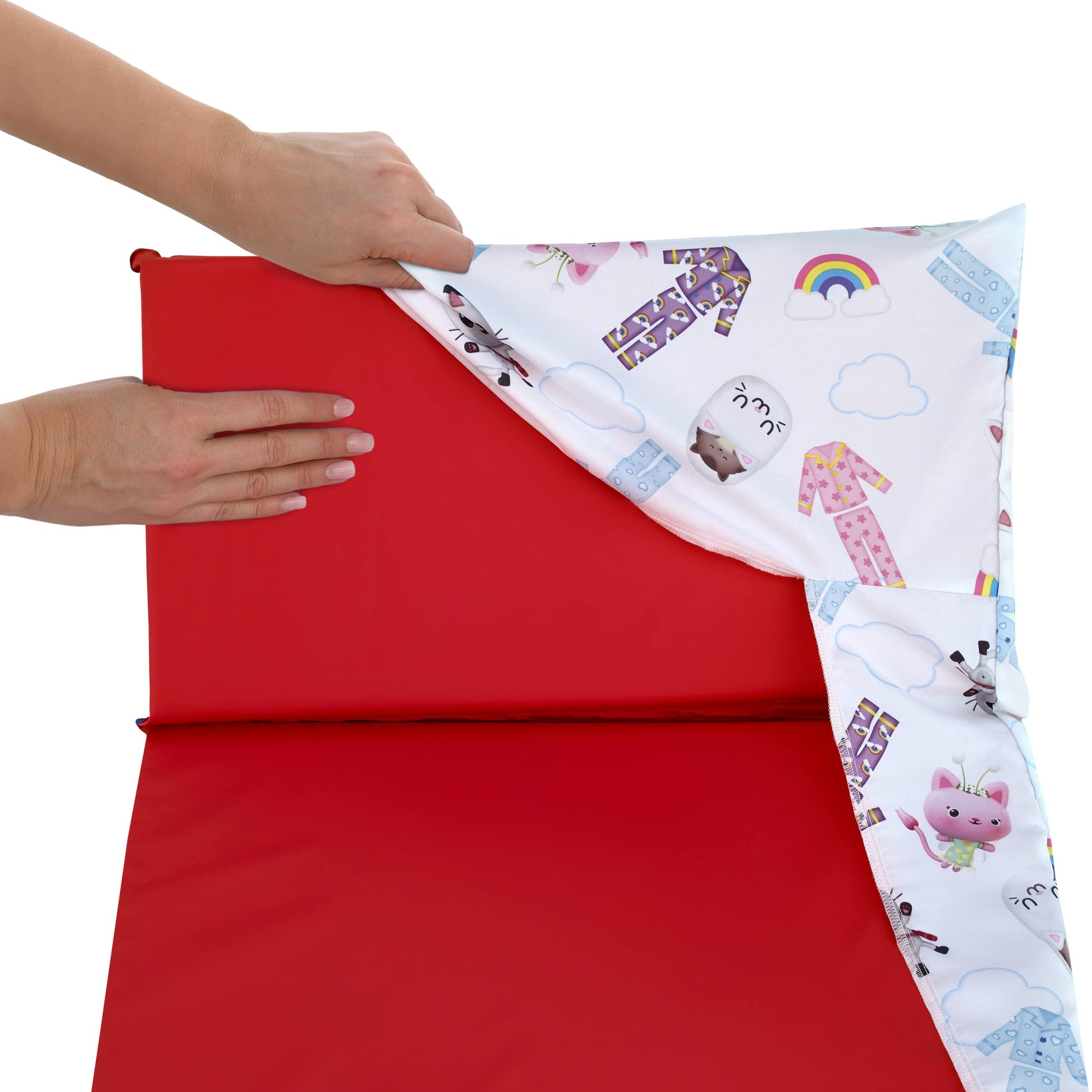 NoJo DreamWorks Gabby's Dollhouse Dream It Up Pink, Aqua, and Purple PJ's Preschool Nap Pad Sheet