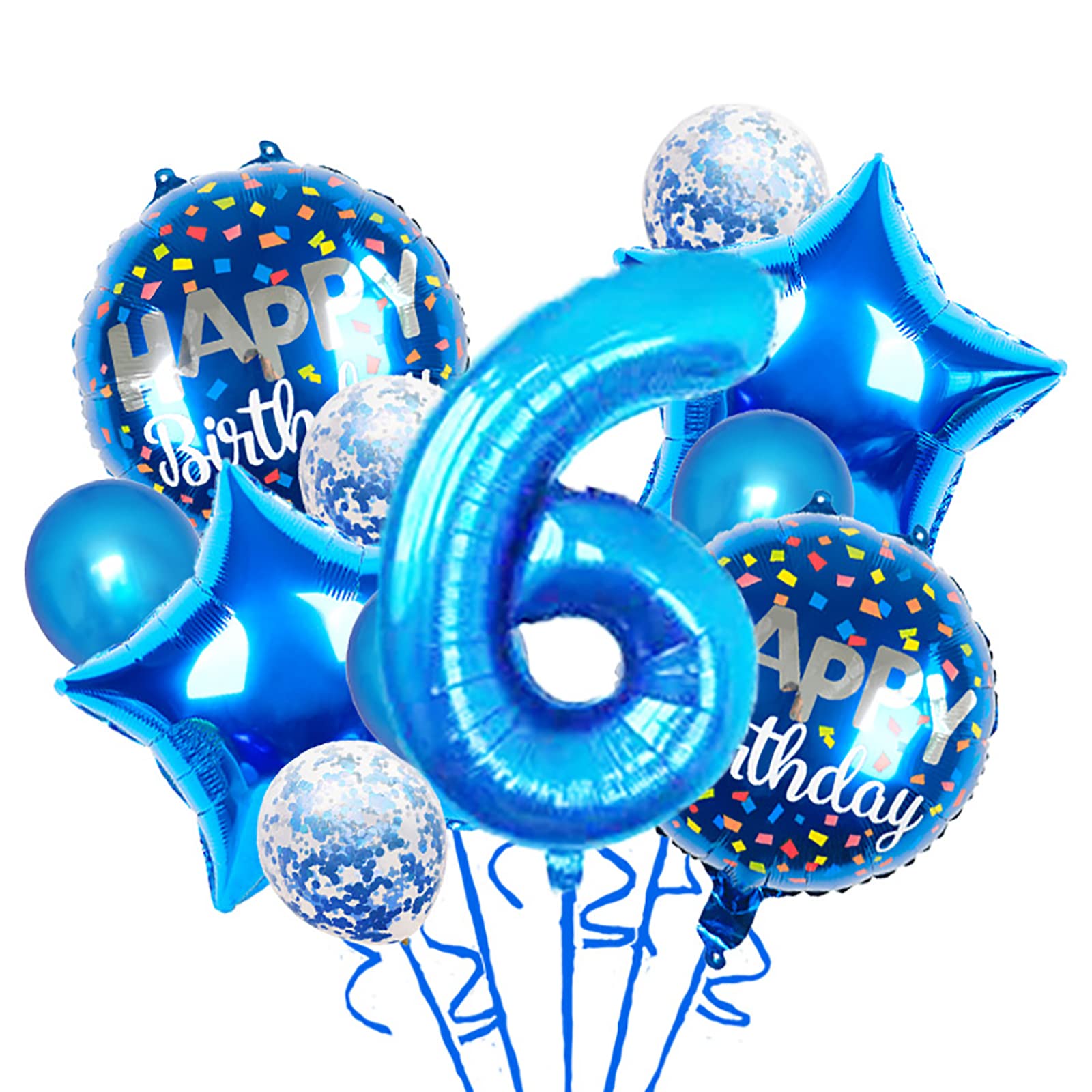 Balloons, 11 pcs Foil Balloons 6 year old for 6st Birthday Party Supplies Decoration? Confetti Balloon Kids Party Balloons Birthday Party Supplies 6