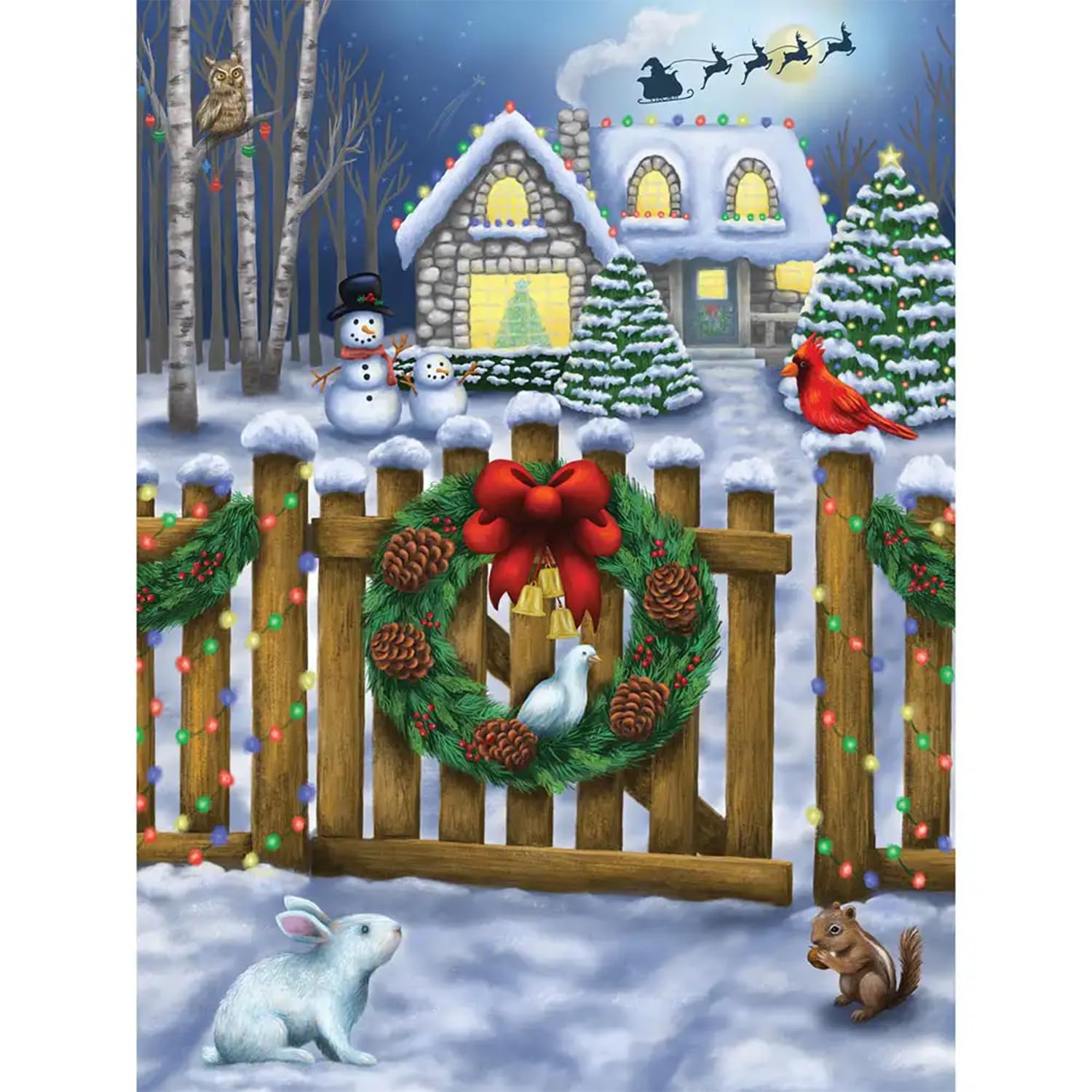 Bits and Pieces 1000 Piece Puzzles for Adults - Large 20" x 27" Jigsaw Puzzles 1000 Pieces Christmas Winter Scene, Random Die Cut, No 2 Pieces Alike