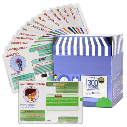 Revisa Top 300 Drugs Pharmacology Flash Cards - Complete Nursing Pharmacology Study Guide, Medication Cards for Nursing Students & Pharmacy Techs
