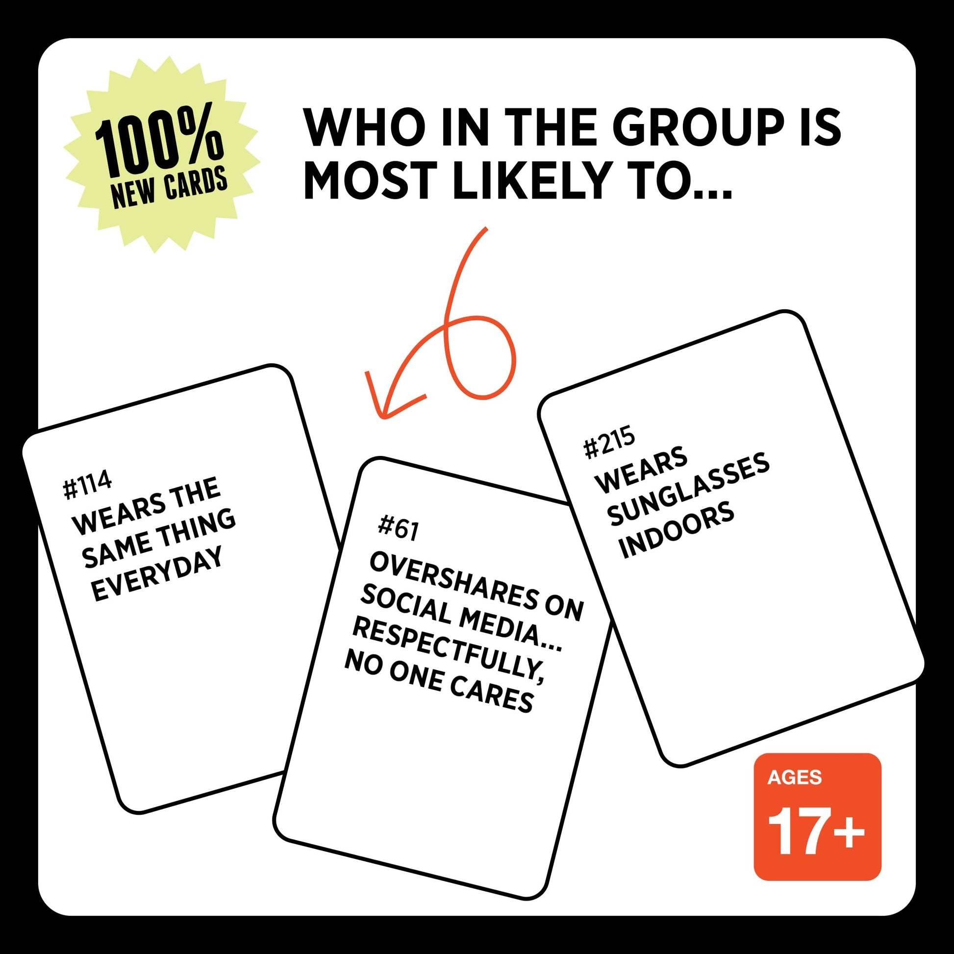 DSS Games Who’s Most Likely to… [Core Game with 100% NEW Cards | A Party Card Game for Adults, Teens, Girls Night, Groups, Bachelorettes, Game Night